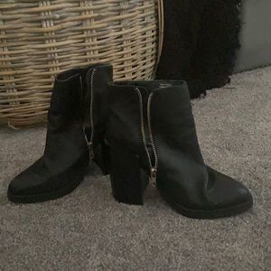 Soft leather zip heel booties
